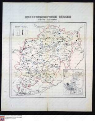 Karte der mittleren Sterblichkeit in den Jahren 1863 bis 1874 in der Provinz Oberhessen