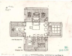 Fischer, Theodor; München; Mayr'sche Hofkunstanstalt - Empfangszimmer (Grundriss)