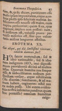 Erotema XX. Cur aliqui, qui diù sanctissimè vixerunt, tandem damnati sint?