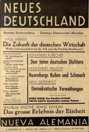 Zeitschrift der antifaschistischen Emigration. 5. Jahrgang, 1946