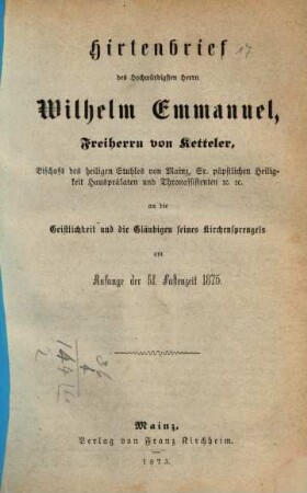 Hirtenbrief ..., 17