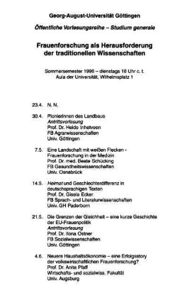 Öffentliche Vorlesungsreihe - Studium generale