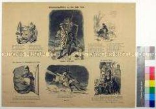 Spottblatt mit Karikaturen auf die Niederlage Kaiser Napoleons III., Blatt 1: "L'Empire c'est la paix"
