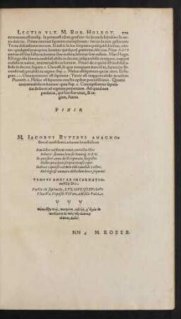 M. Iacobus Ryterus Anagnostes ad candidum Lectorem hexastichon: