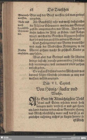 Das VI. Capitel. Von Honig, Zucker und Wachs