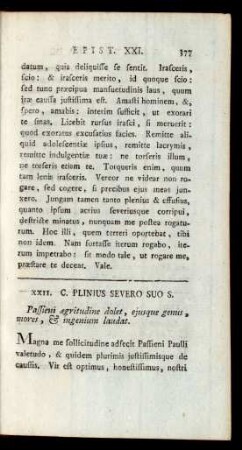 XXII. C. Plinius Severo Suo S.