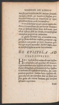De Epistola Ad Colossenses.
