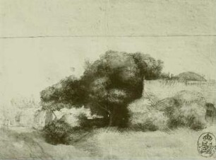 Bauerngehöft mit Heuschober und Baumgruppe