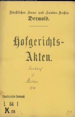 Kerkhoff, Hans Kord zu Hagen gegen Johann Stücker zu Hagen - Schuldforderung