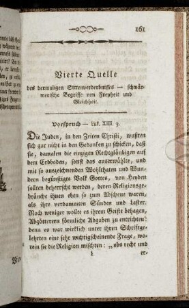 Vierte Quelle des dermaligen Sittenverserbnisses - schwärmerische Begriffe von Freyheit und Gleichheit.