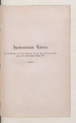 Synchronistische Tabellen