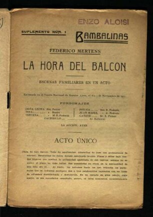 La hora del balcón : escenas familiares en un acto
