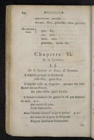 Chapitre VI. de la Syntaxe.