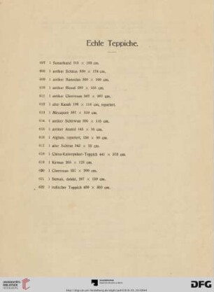 Echte Teppiche (Nr. 607-622)