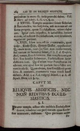 Caput XI. Reliquis Aedificiis, Nec Non Reditibus Ecclesiasticis.