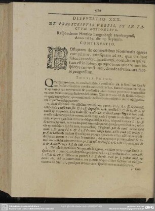 Disputatio XXX. De Praescriptis Verbis, Et In Factum Actionibus