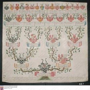 Ahnenprobe des Johann Philipp Friedrich Wilhelm v. Weitershausen. - ausgefertigt 1777 Juni 9, Pergament