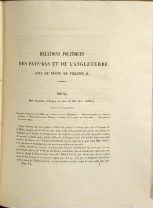 Relations politiques des Pays-Bas et de l'Angleterre sous le règne de Philippe II, 6