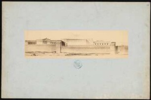 Akropolis, Athen: Ansicht in einer Rekonstruktionszeichnung von der Seite
