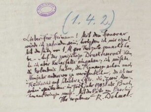 Brief an Moritz Heimann