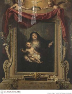 Madonna in illusionistischem Rahmen, die bekrönt werden soll