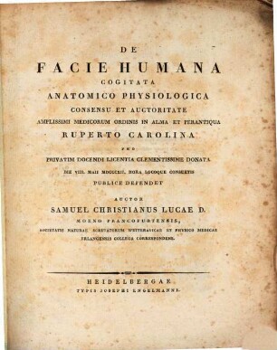 De facie humana cogitata anatomico-physiologica