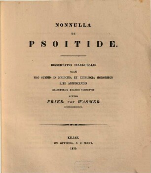 Nonnulla de psoitide : diss. inaug.