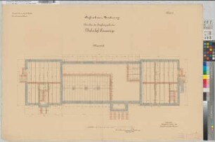 Aufnahmezeichnung: Neubau des Empfangsgebäudes Bahnhof Finnentrop, Blatt 2: Grundriß Kellergeschoß, M. 1:50 Stnr.: 51, Hge, Bunr.: 13, Blnr.: 2