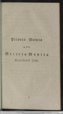 Privata Monita und Secreta Monita Societatis Jesu