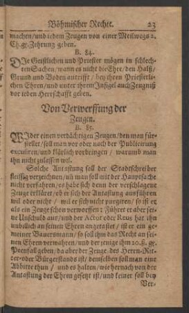 Von Verwerffung der Zeugen.