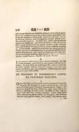 De primariis et insensibilibus corporis naturalis principiis.
