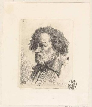 Bildnis eines Mannes mit lockigen Haaren im Halbprofil nach links, aus der Folge "Prove d'aqua forte", Bl. 11