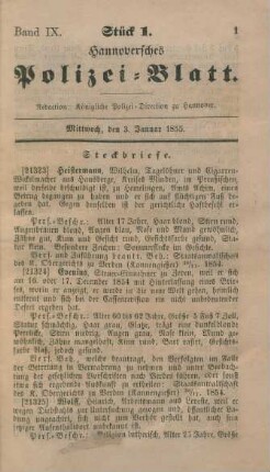 3. Januar-29. December = Stück 1-116 [incl. Vagabonden-Verzeichniß]