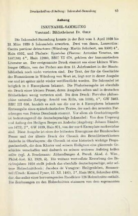 Anhang Inkunabel-Sammlung