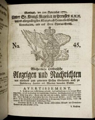 No. 45. Montags, den 2ten November 1772.