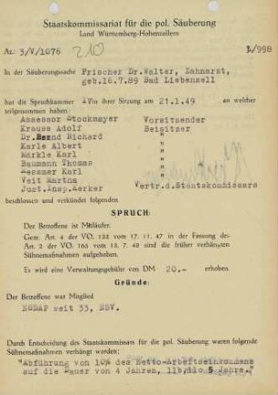 Frischer, Walter, Dr.