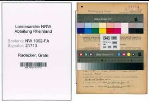 Entnazifizierung Grete Radecker, geb. 10.04.1916 (Filialleiterin)