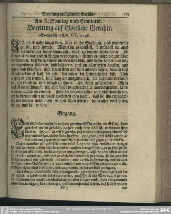 Am X. Sonntag nach Trinitatis. Bereitung auf Göttliche Gerichte. Evangelium Luc. XIX, 41-48