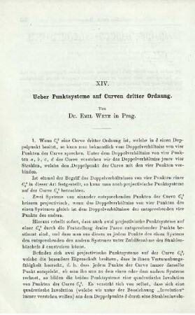 XIV. Ueber Punktsysteme auf Curven dritter Ordnung.