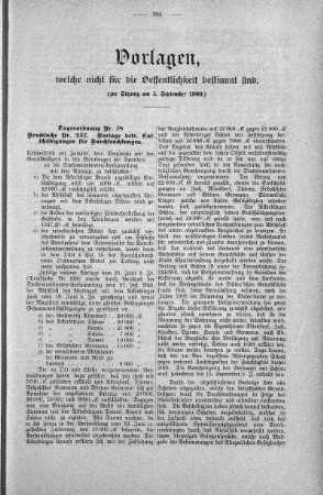 Vorlagen welche nicht für die Oeffentlichkeit bestimmt sind., 05. September 1900