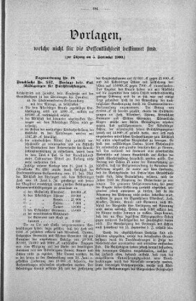 Vorlagen welche nicht für die Oeffentlichkeit bestimmt sind., 05. September 1900