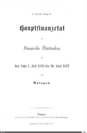 Hauptfinanzetat 1876-1877