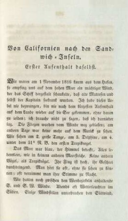 Von Californien nach den Sandwich - Inseln. Erſter Aufenthalt daselbst