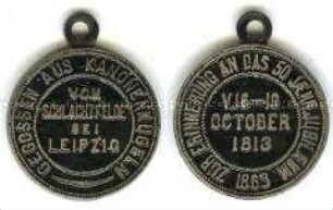 Deutsches Reich, tragbare Medaille aus Kanonenkugeln zum 50jährigen Jubiläum der Leipziger Völkerschlacht