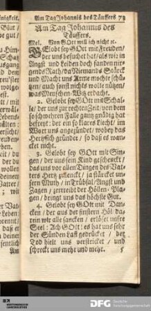Am Tag Johannis des Täuffers.