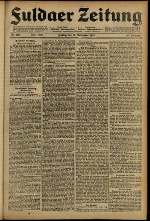 Erste Ausgabe vom Freitag, den 13. Dezember 1912.