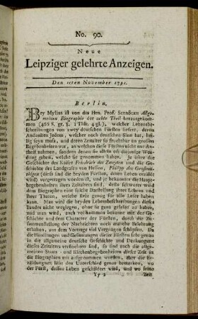 No. 90. Den 11ten November 1791.