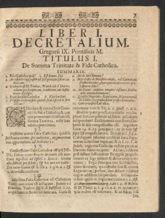 Titulus I. De Summa Trinitate & Fide Catholica