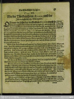 Cap. XII. Wie die Türcken ihren Alcoran, und die Jüden äusserlich ihre Bibel halten