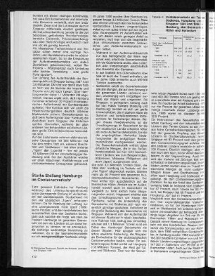 Containerverkehr mit Taiwan, Südkorea, Hongkong und SIngapur 1980 und 1986 in Hamburg, den Bremischen Häfen und Rotterdam